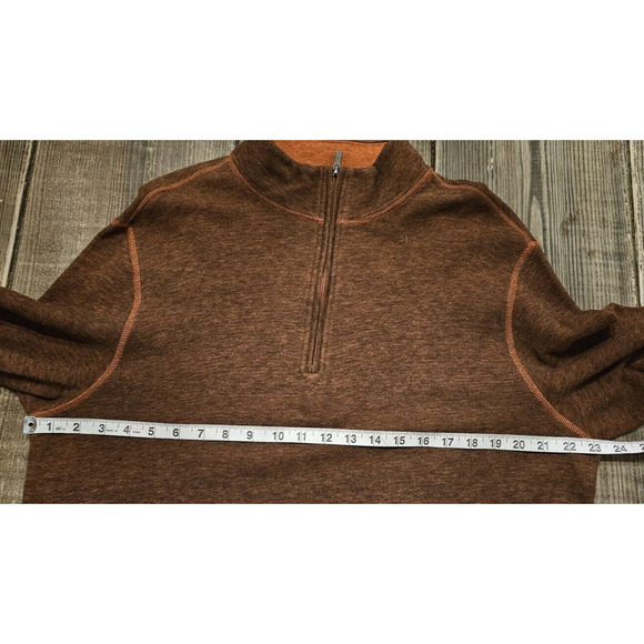 Bugatchi Sweater Mens Large Burnt Orange Pullover Cotton Sweatshirt Elbow Patch - Picture 8 of 9